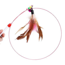 Load image into Gallery viewer, 1 Piece Feathers Cat Teaser Cute Design Bell Steel Wire Cat Toys Interactive Cat Tickle Stick Plastic Handle Pet Products