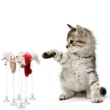 Load image into Gallery viewer, Cartoon Pet Cat Toy Stick Feather Rod Mouse Toy With Mini Bell Cat Catcher Teaser Interactive Cat Toy
