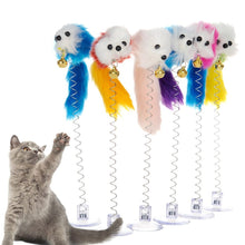 Load image into Gallery viewer, Cartoon Pet Cat Toy Stick Feather Rod Mouse Toy With Mini Bell Cat Catcher Teaser Interactive Cat Toy
