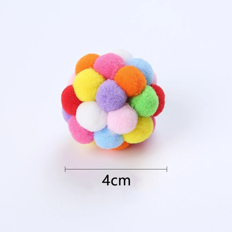 Cat Toy Balls Cat Interactive Toy Plush Artificial Colorful Cats Teaser Toy Pet Supplies Interactive 4CM Mouse Cage Plush Toys